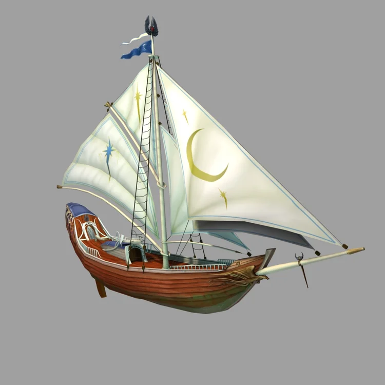 High Elf ship 3D model, side view