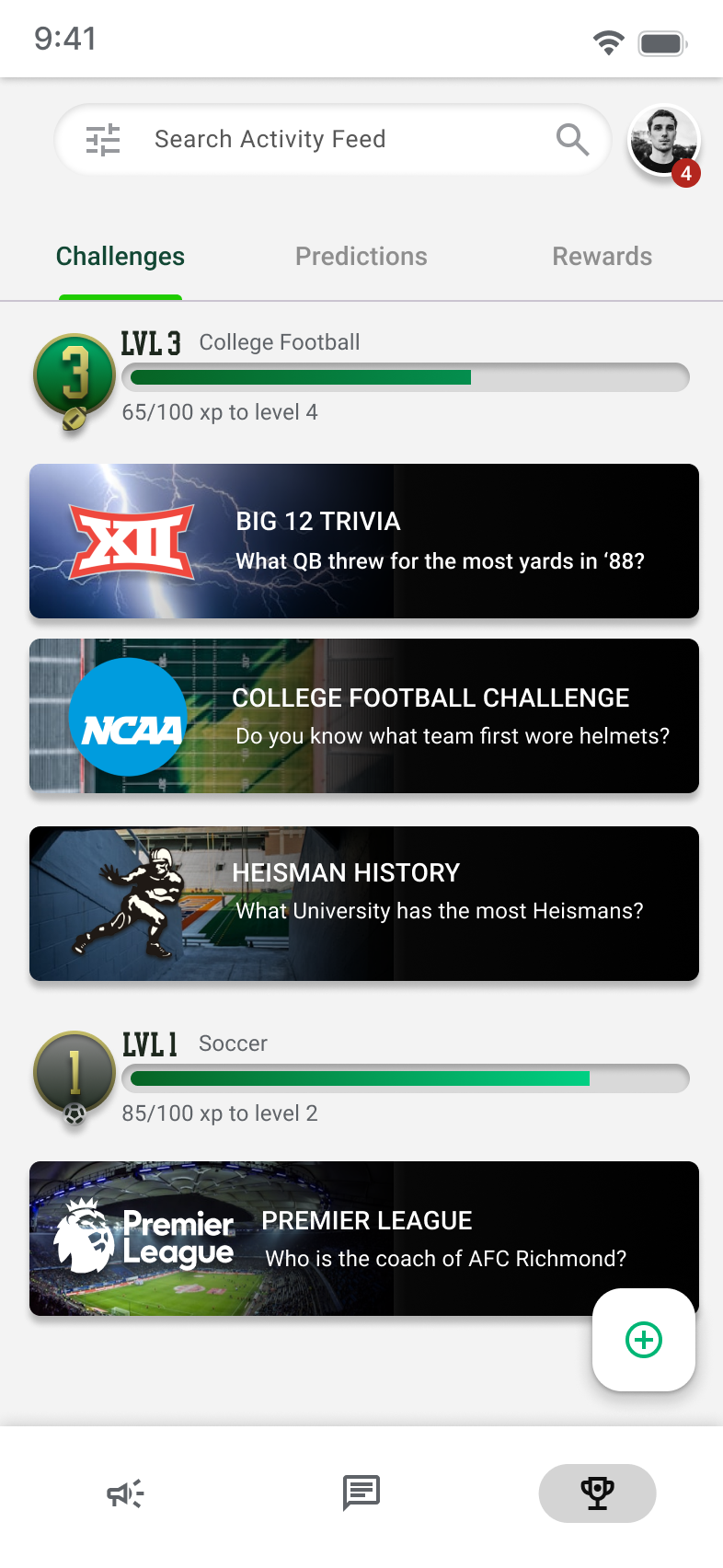 MVP trivia challenges: Big 12 Trivia, College Football Challenge, and Heisman History cards